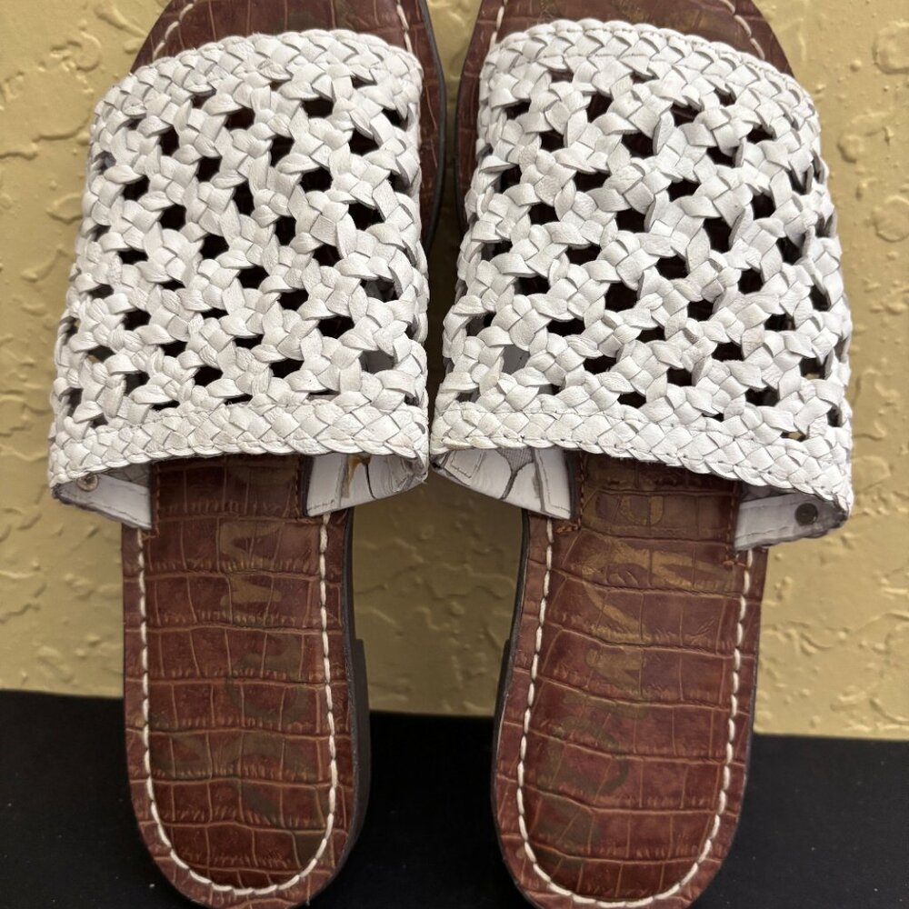 Sam Edelman White Leather Sandals Genovia Slide Size 5 1/2 - Worn Once